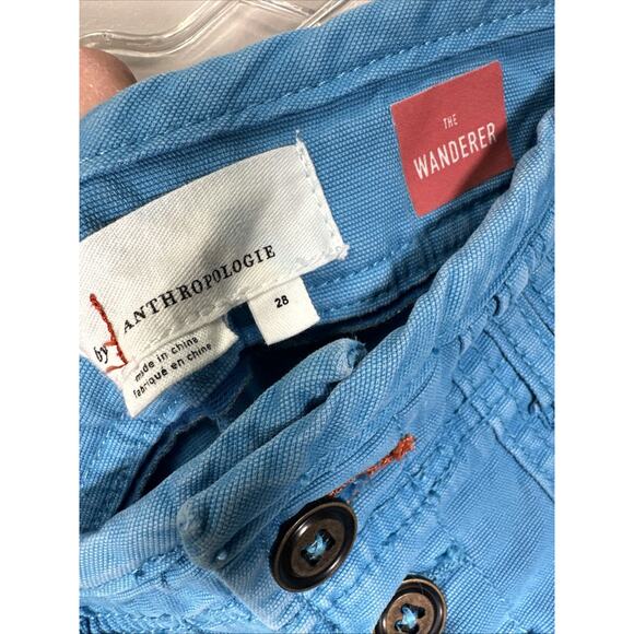 Anthropologie Shorts Womens‎ 28 Blue Cargo The Wanderer Button Fly Casual Preppy - Picture 3 of 7